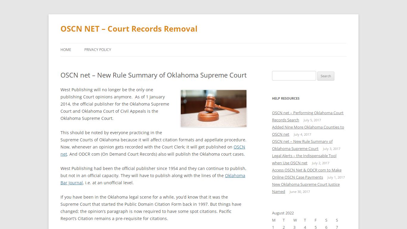 OSCN net – New Rule Summary of Oklahoma Supreme Court